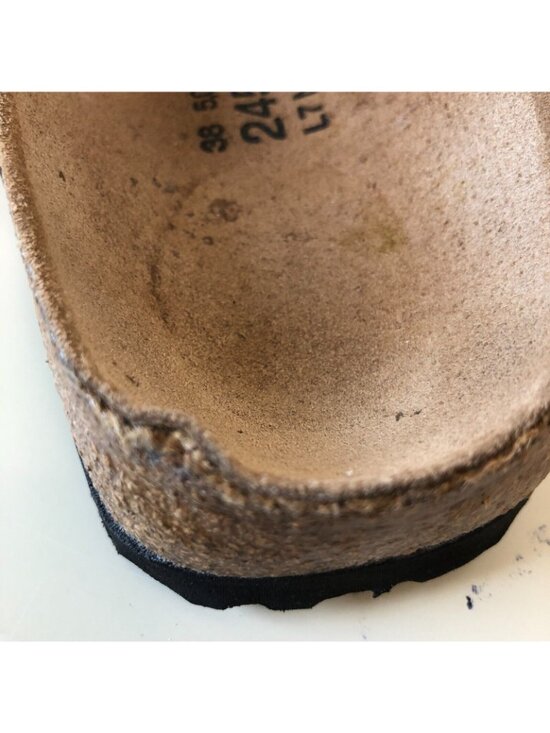 Birkenstock Sandals Womens 38 Leather Metallic Pink Flats  Shoes Slip Ons US 7 - Picture 12 of 12